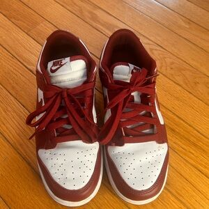Nike Low Top Dunk Sneakers in White and Red